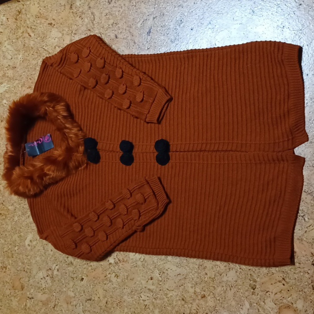 Cockatoo Orange/Rust Long Button Front Knit Cardigan Women's XL NWT